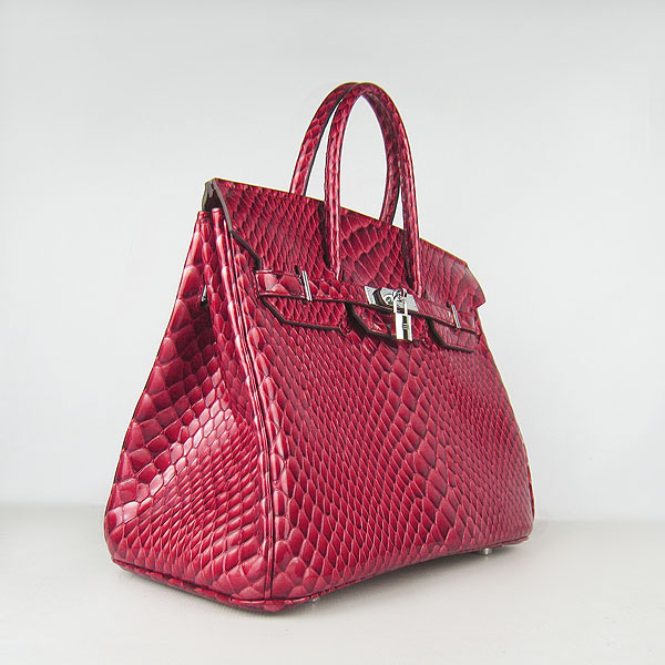 High Quality Fake Hermes Birkin 35CM Fish Veins Leather Bag Red 6089